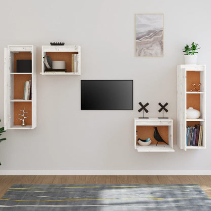 TV-Møbel Hvit Tv-benker 4 stk heltre furu