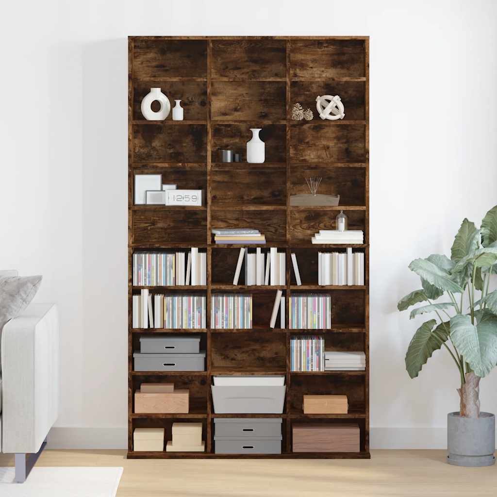 CD-skap røkt eik 102x23x177,5 cm konstruert tre