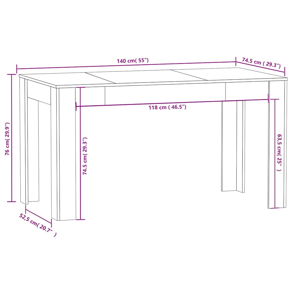 Spisebord Kjøkkenbord Røyk Eik 140x74,5x76 cm