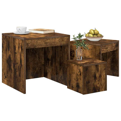 Salongbord Sofabord Røkt Eik 3 stk