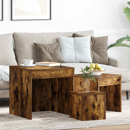 Salongbord Sofabord Røkt Eik 3 stk