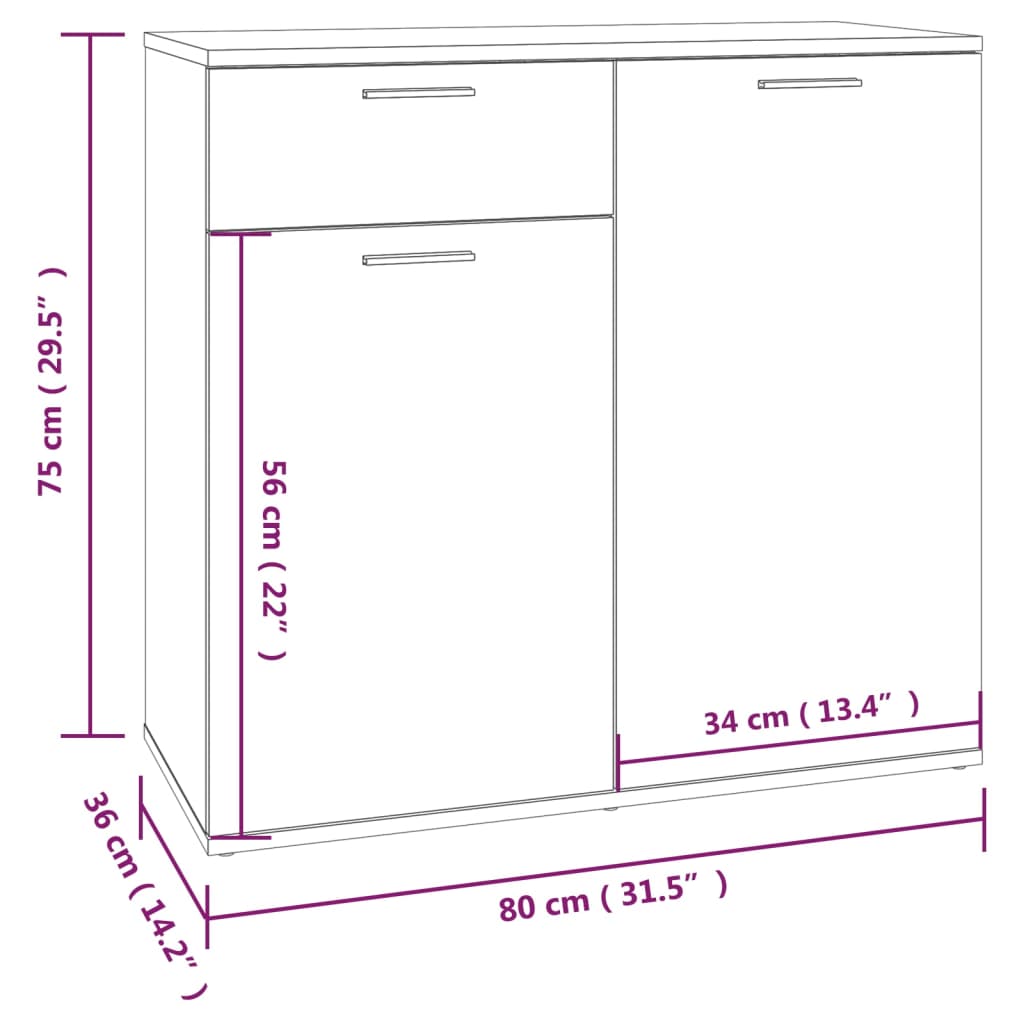 Skap Brun Eik 80x36x75 cm
