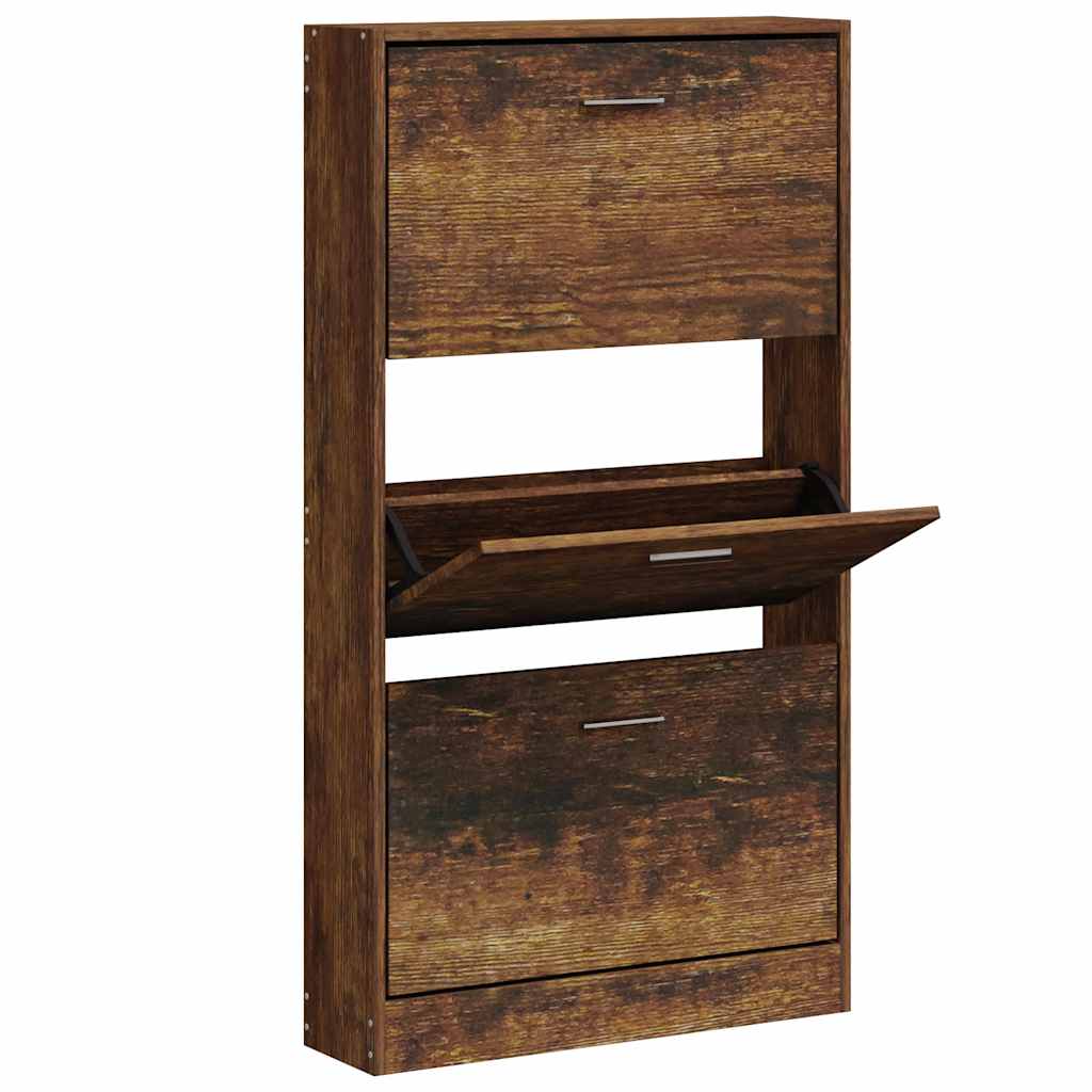 Skoskap Skohylle Skobenk Røkt Eik 59x17x108 cm