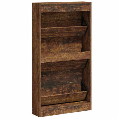 Skoskap Skohylle Skobenk Røkt Eik 59x17x108 cm