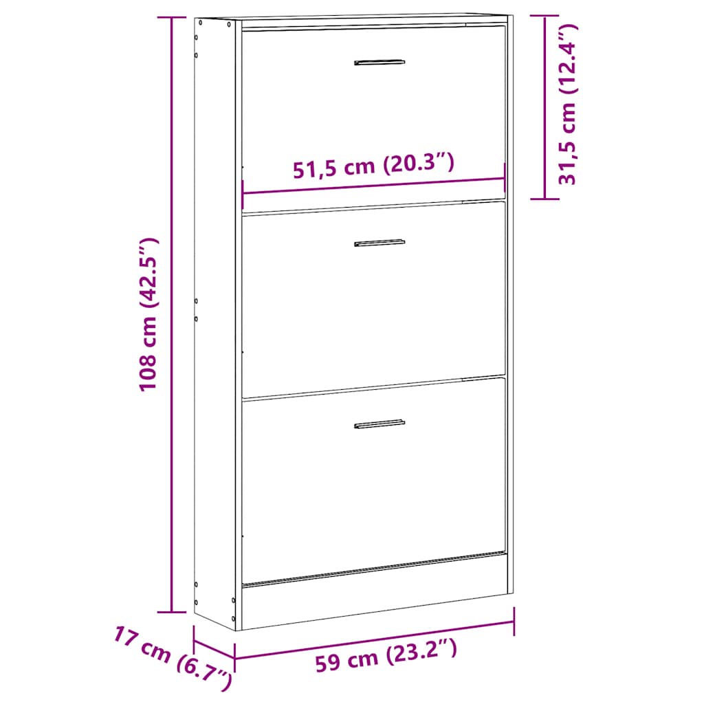 Skoskap Skohylle Skobenk Røkt Eik 59x17x108 cm