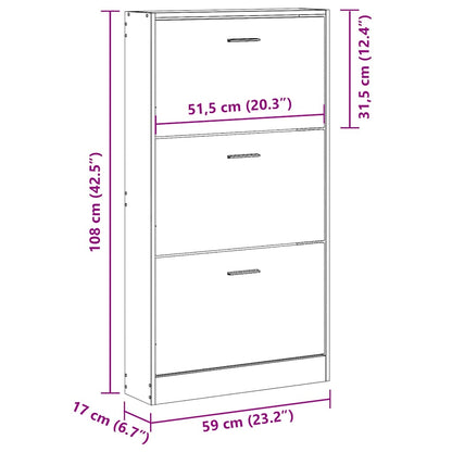 Skoskap Skohylle Skobenk Røkt Eik 59x17x108 cm
