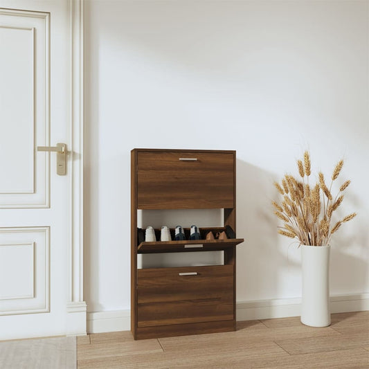 Skoskap Skohylle Skobenk Brun Eik 59x17x108 cm
