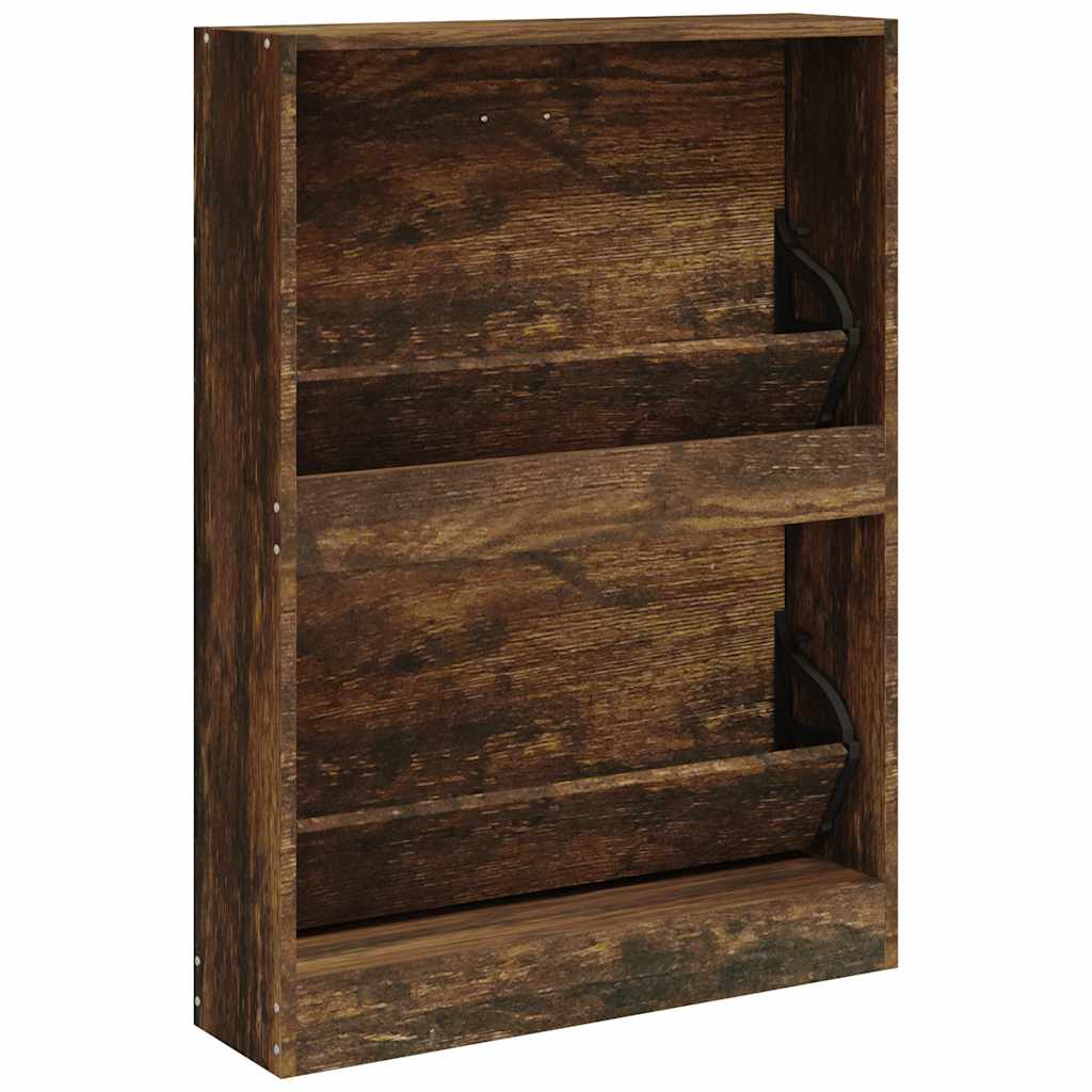Skoskap Skohylle Skobenk Røkt Eik 59x17x81 cm