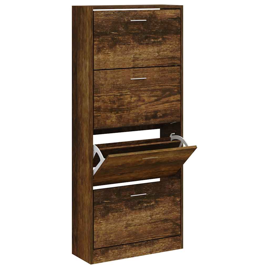 Skoskap Skohylle Skobenk Røkt Eik 63x24x147 cm