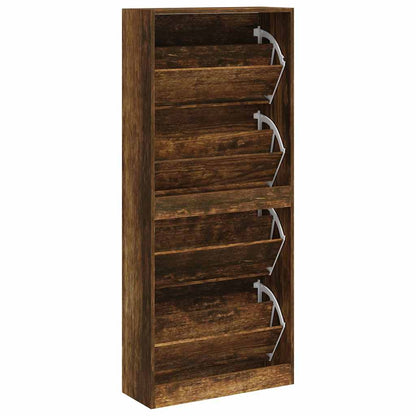 Skoskap Skohylle Skobenk Røkt Eik 63x24x147 cm