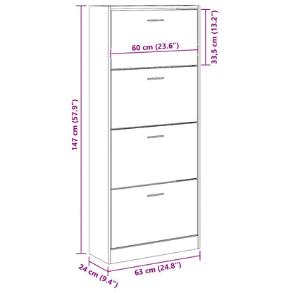 Skoskap Skohylle Skobenk Røkt Eik 63x24x147 cm