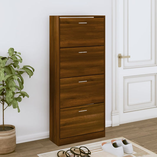 Skoskap Skohylle Skobenk Brun Eik 63x24x147 cm
