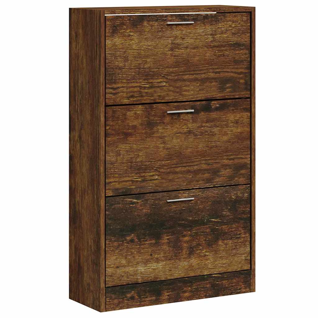 Skoskap Skohylle Skobenk Røkt Eik 63x24x103 cm