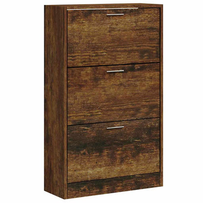 Skoskap Skohylle Skobenk Røkt Eik 63x24x103 cm