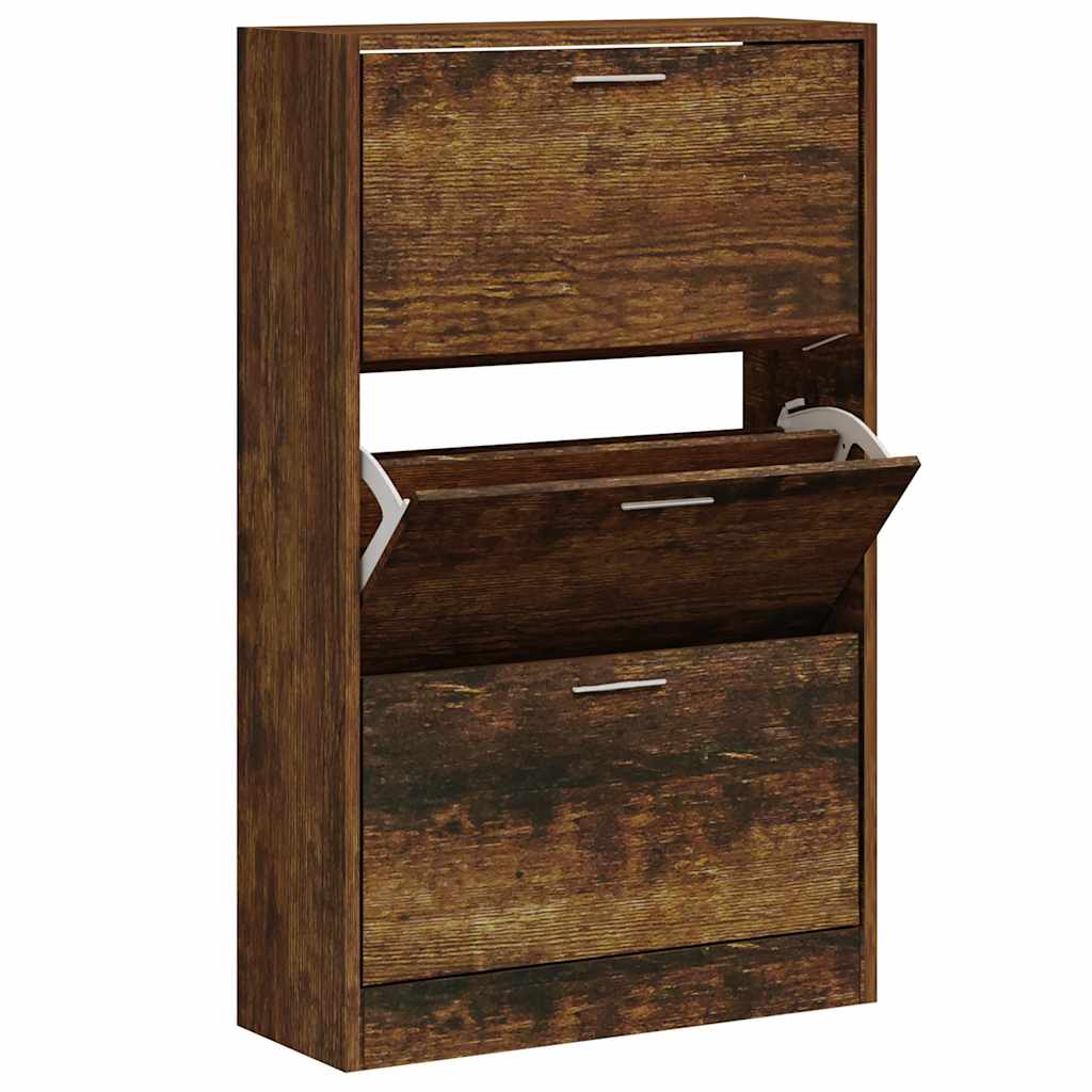 Skoskap Skohylle Skobenk Røkt Eik 63x24x103 cm