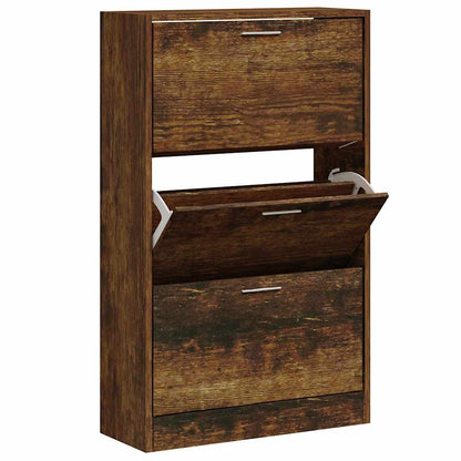 Skoskap Skohylle Skobenk Røkt Eik 63x24x103 cm