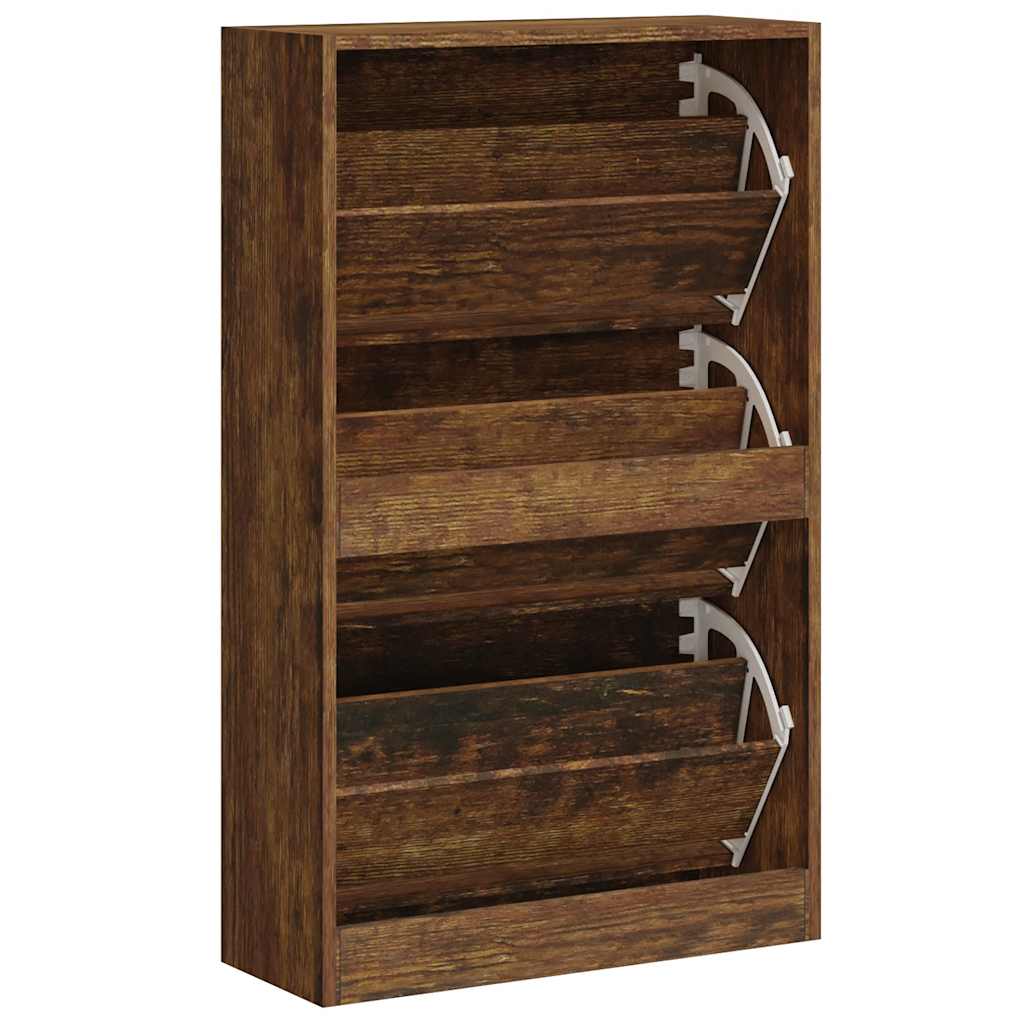 Skoskap Skohylle Skobenk Røkt Eik 63x24x103 cm