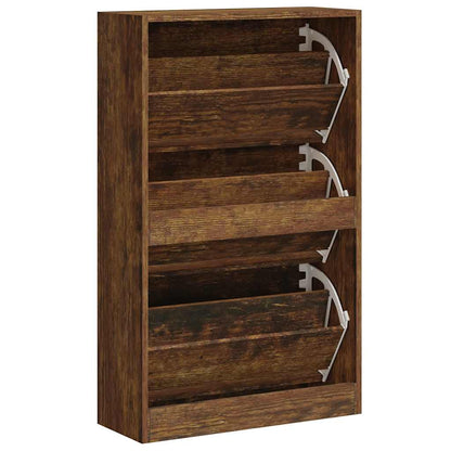 Skoskap Skohylle Skobenk Røkt Eik 63x24x103 cm
