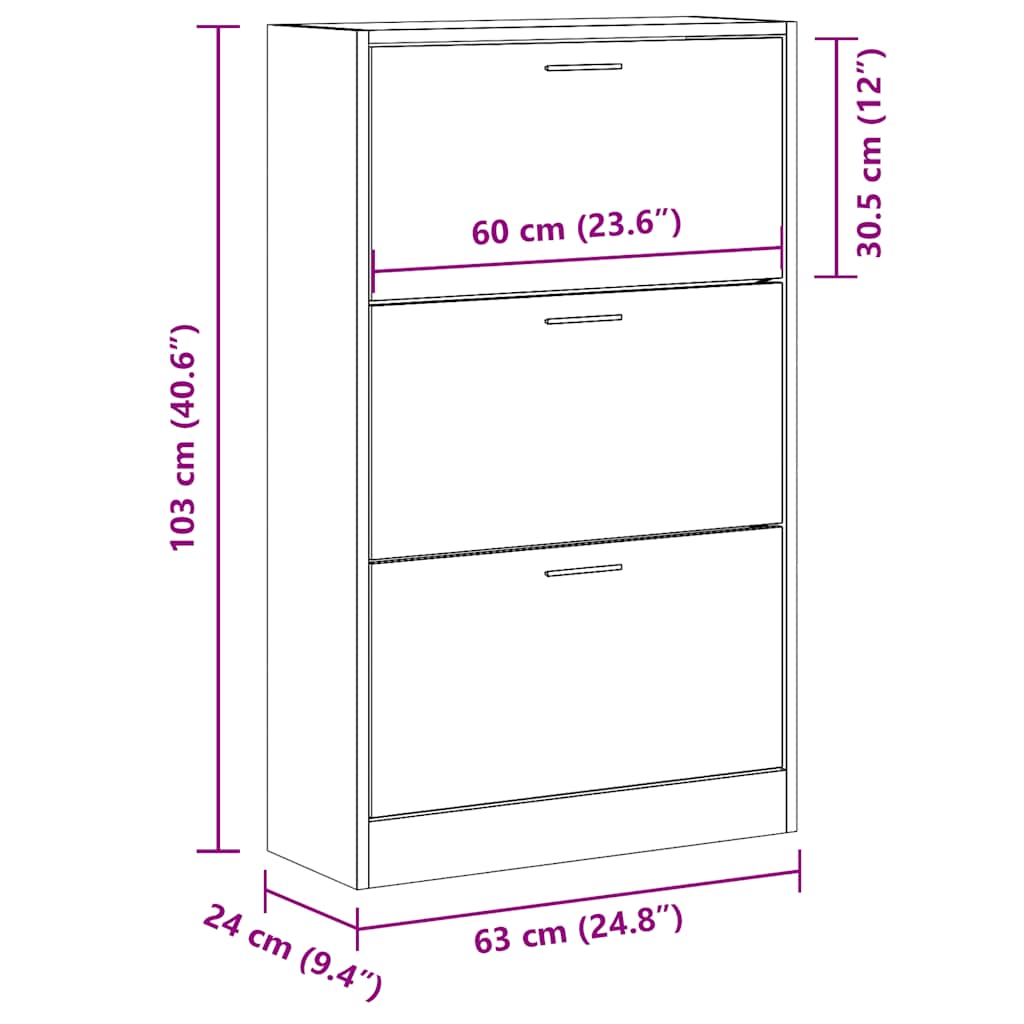 Skoskap Skohylle Skobenk Røkt Eik 63x24x103 cm