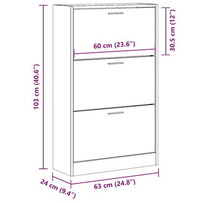 Skoskap Skohylle Skobenk Røkt Eik 63x24x103 cm