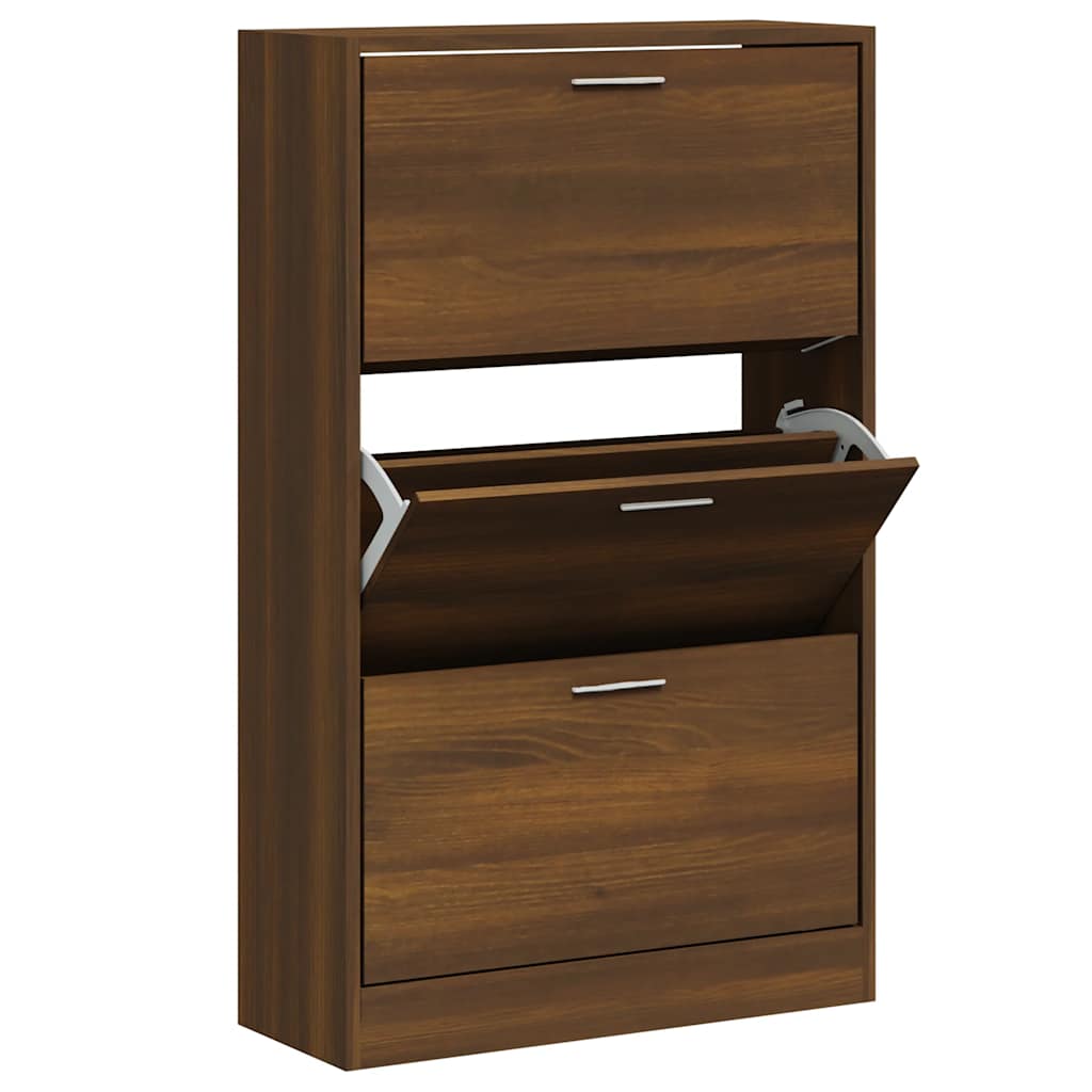 Skoskap Skohylle Skobenk Brun Eik 63x24x103 cm