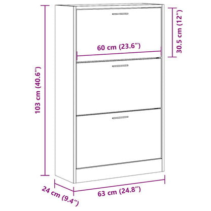 Skoskap Skohylle Skobenk Brun Eik 63x24x103 cm