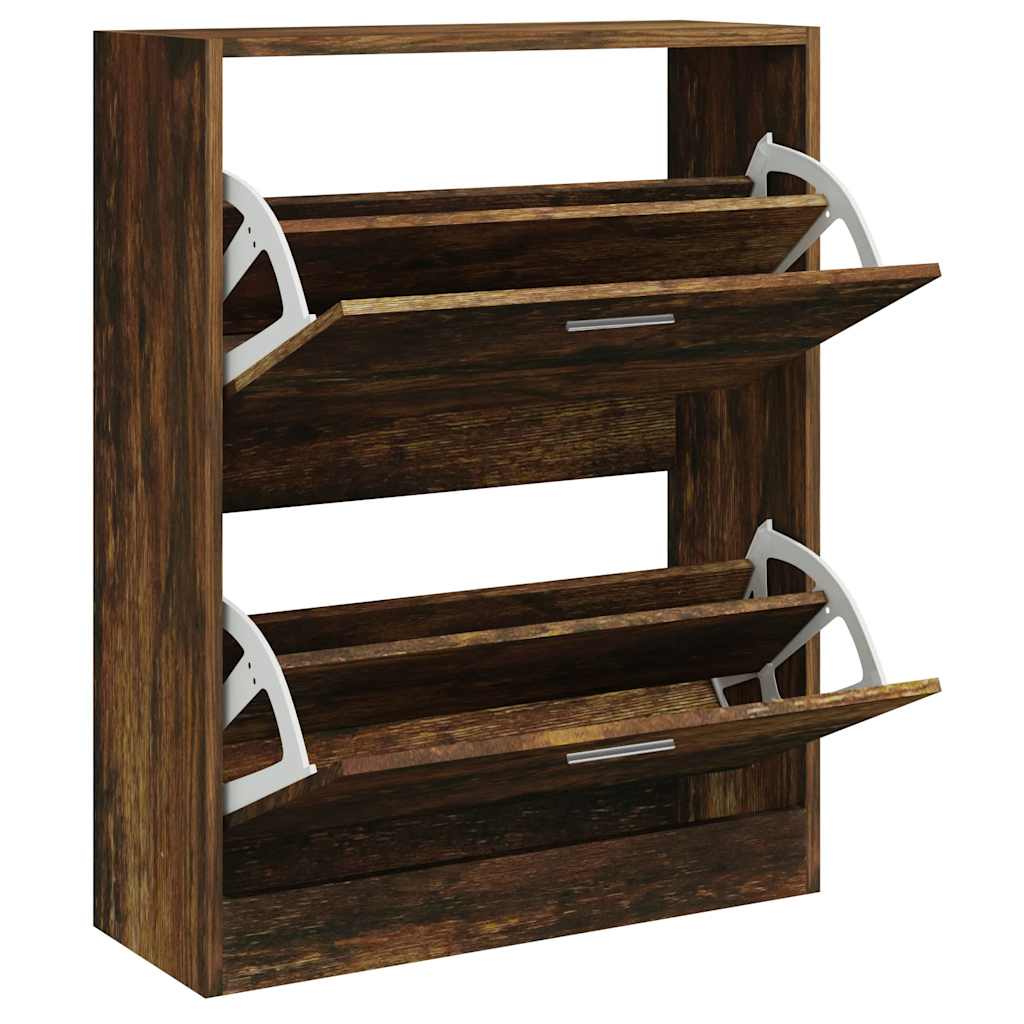 Skoskap Skohylle Skobenk Røkt Eik 63x24x81 cm
