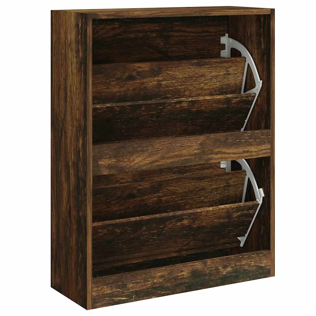 Skoskap Skohylle Skobenk Røkt Eik 63x24x81 cm
