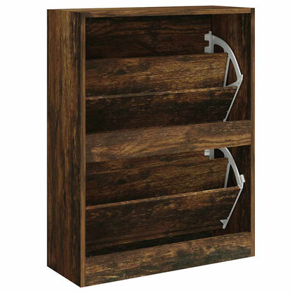 Skoskap Skohylle Skobenk Røkt Eik 63x24x81 cm