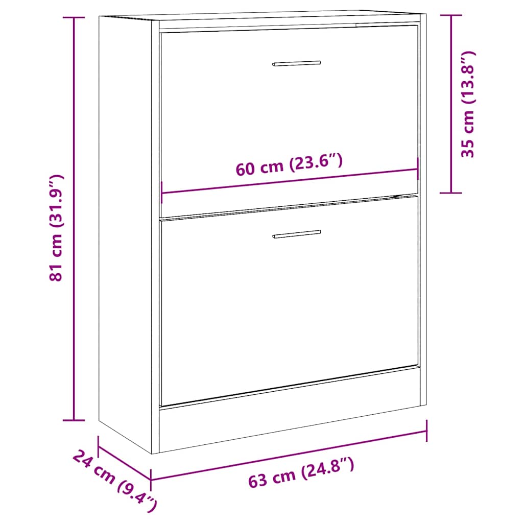 Skoskap Skohylle Skobenk Røkt Eik 63x24x81 cm