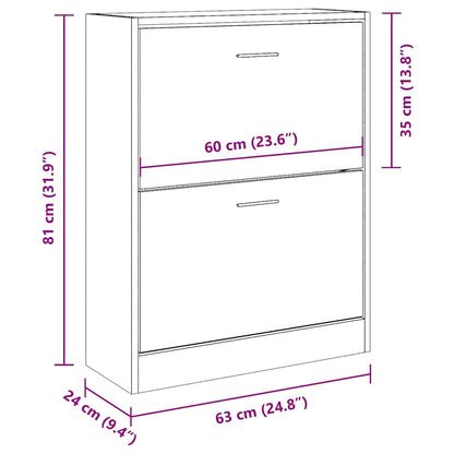 Skoskap Skohylle Skobenk Røkt Eik 63x24x81 cm