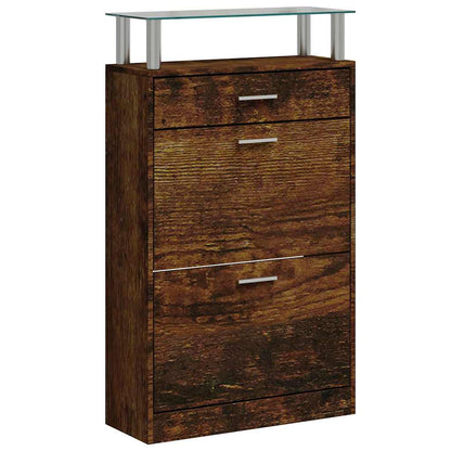 Skoskap Skohylle Skobenk Røkt Eik 63x24x104 cm