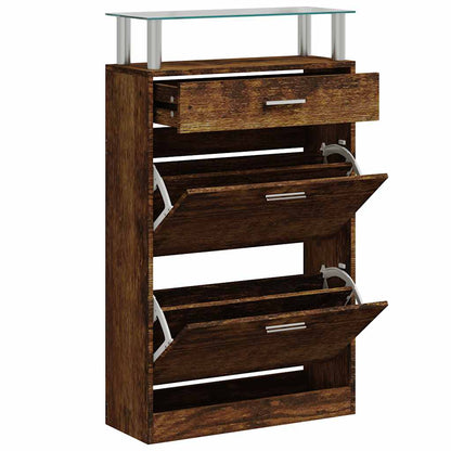 Skoskap Skohylle Skobenk Røkt Eik 63x24x104 cm