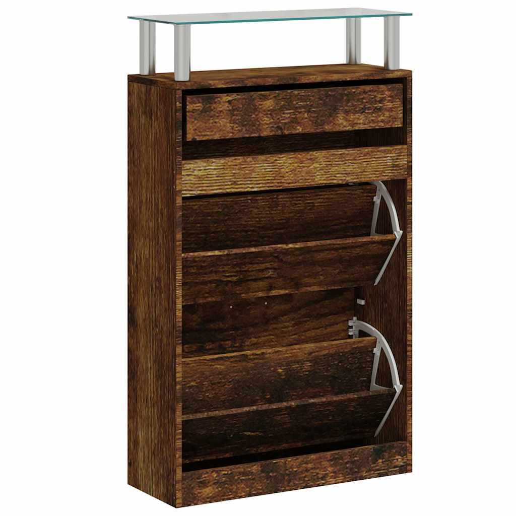 Skoskap Skohylle Skobenk Røkt Eik 63x24x104 cm