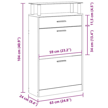 Skoskap Skohylle Skobenk Røkt Eik 63x24x104 cm