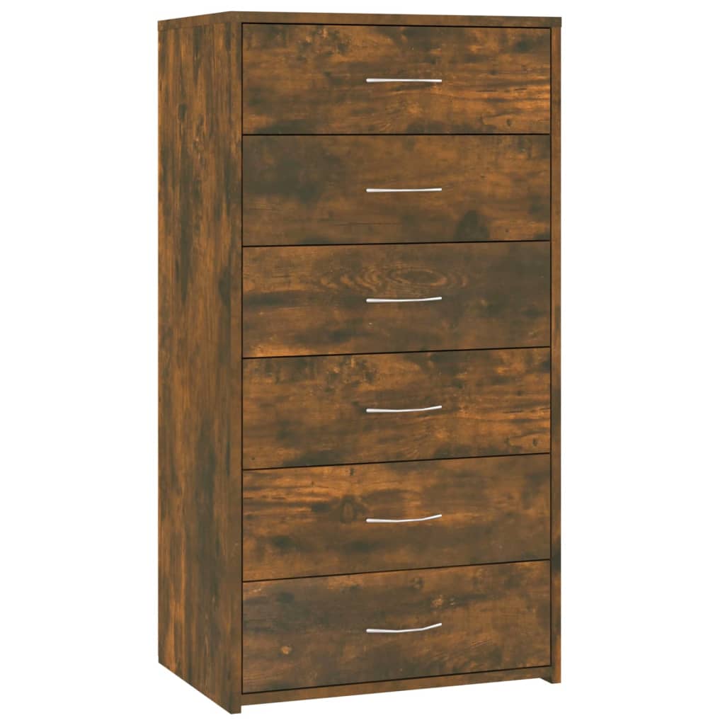Kommode Røkt Eik med 6 skuffer 50x34x96 cm