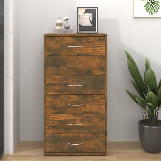 Kommode Røkt Eik med 6 skuffer 50x34x96 cm