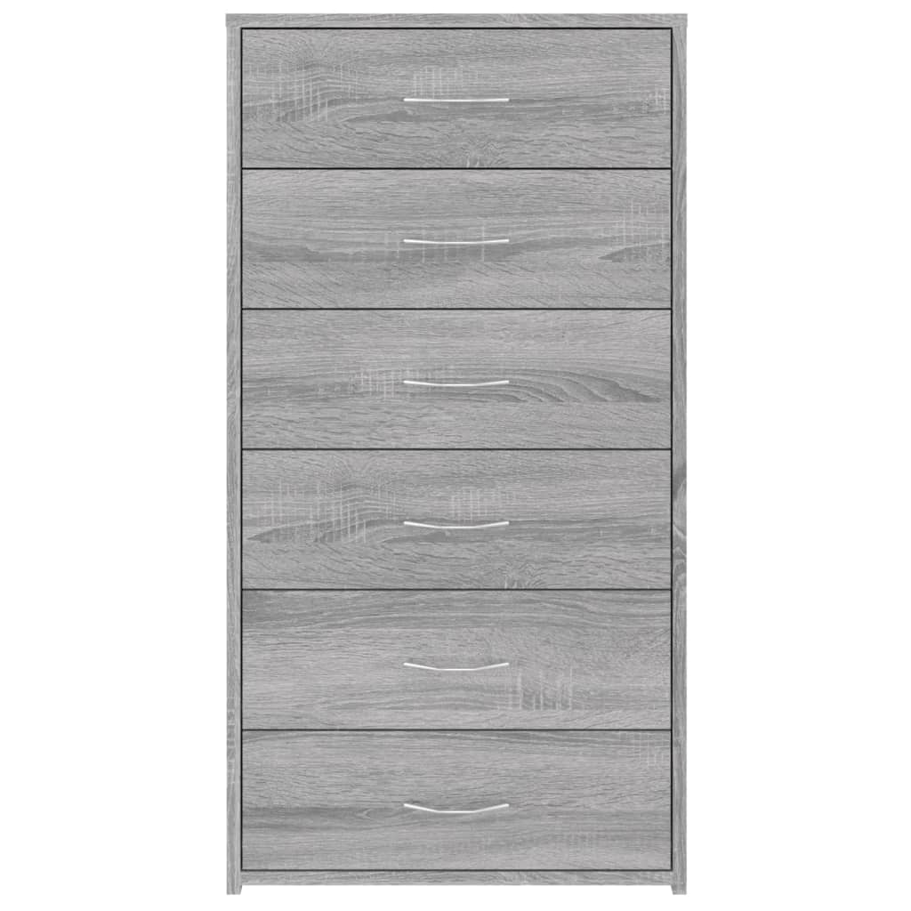 Kommode Sonoma Grå med 6 skuffer 50x34x96 cm