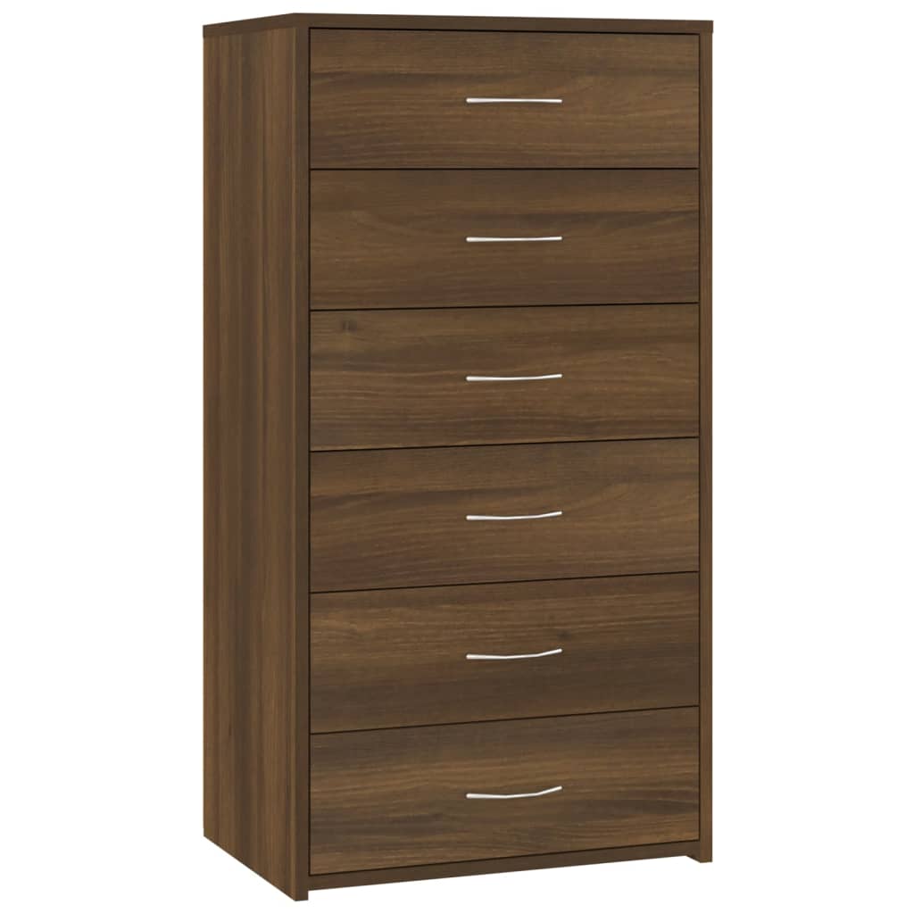 Kommode Brun Eik med 6 skuffer 50x34x96 cm