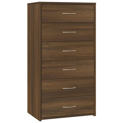 Kommode Brun Eik med 6 skuffer 50x34x96 cm