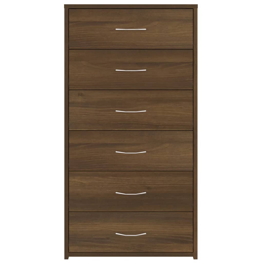 Kommode Brun Eik med 6 skuffer 50x34x96 cm