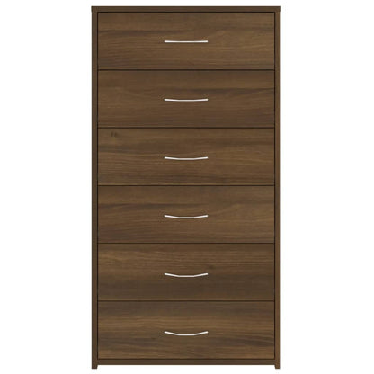 Kommode Brun Eik med 6 skuffer 50x34x96 cm