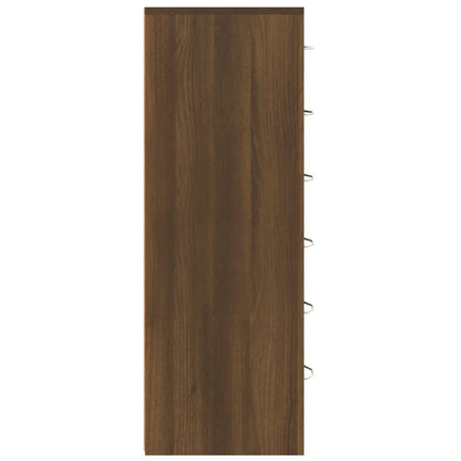 Kommode Brun Eik med 6 skuffer 50x34x96 cm