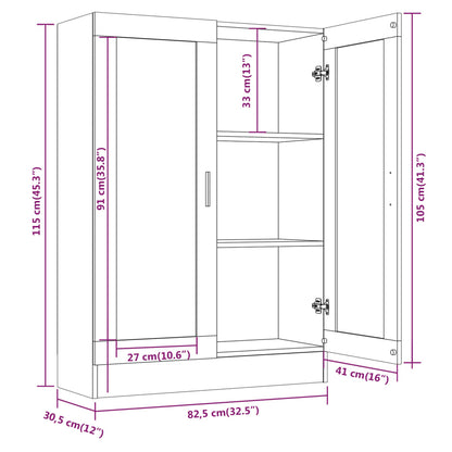 Vitrineskap Brun Eik 82,5x30,5x115 cm