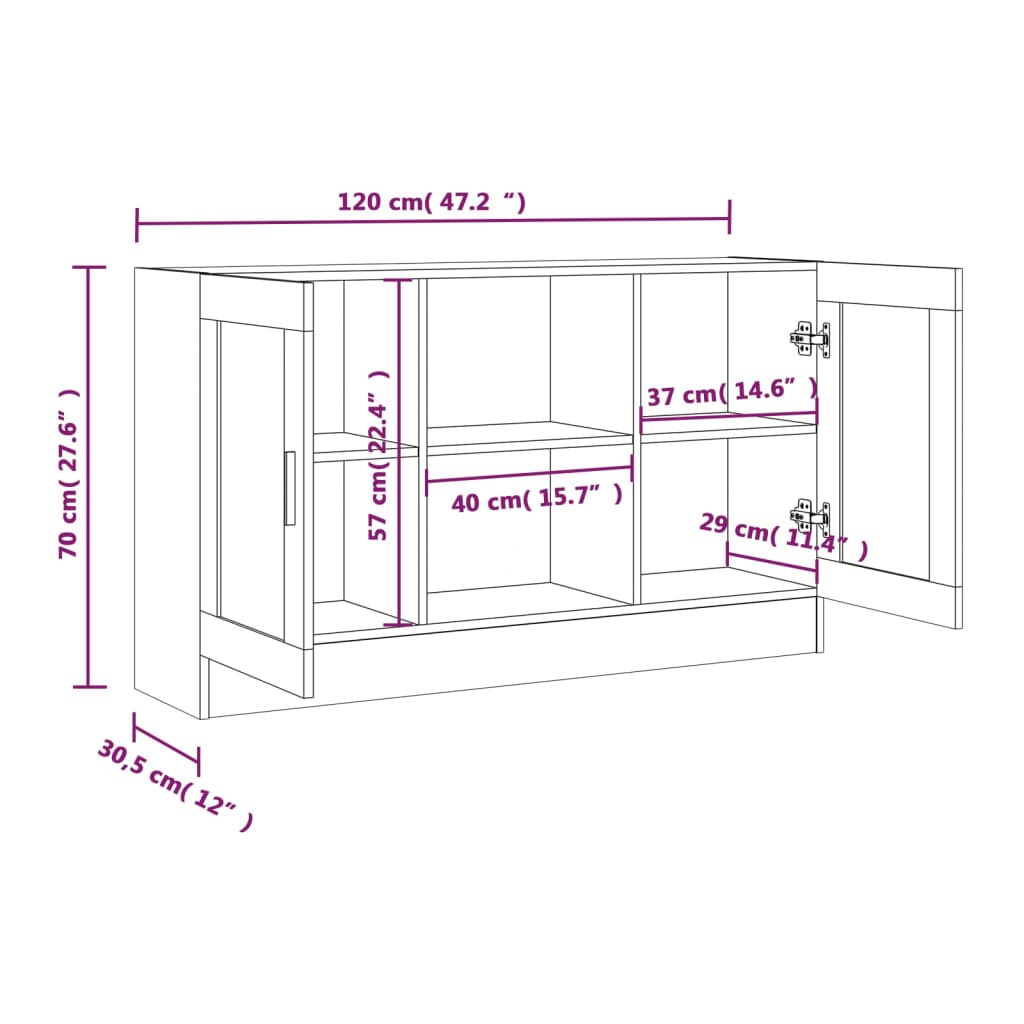Vitrineskap Røyk Eik 120x30,5x70 cm