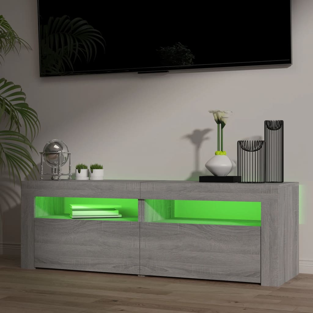 TV-Møbel Sonoma Grå TV-benk med LED-lys 120x35x40 cm