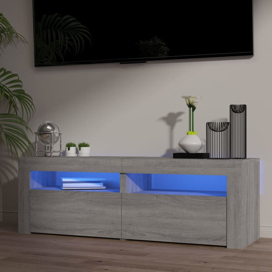 TV-Møbel Sonoma Grå TV-benk med LED-lys 120x35x40 cm
