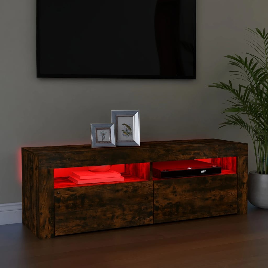 TV-Møbel Røkt Eik TV-benk med LED-lys 120x35x40 cm
