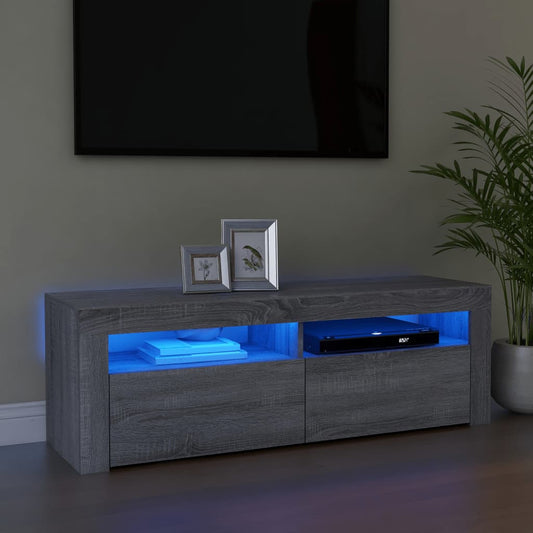 TV-Møbel Sonoma Grå TV-benk med LED-lys 120x35x40 cm