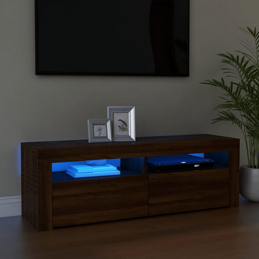 TV-Møbel Brun Eik TV-benk med LED-lys 120x35x40 cm